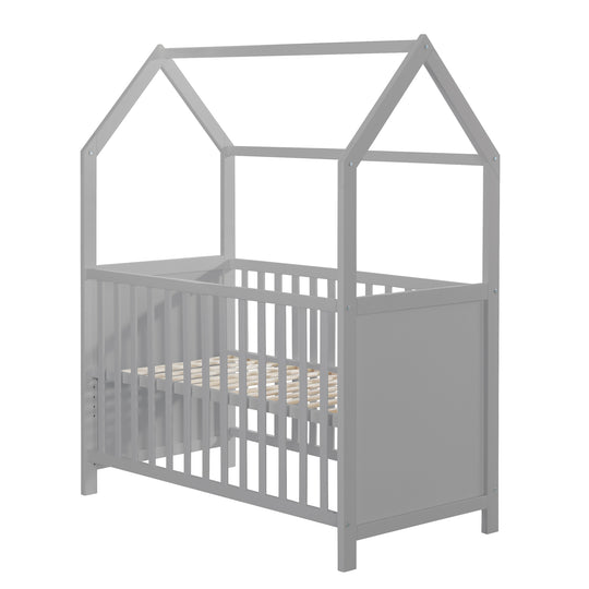 Hausbett 60 x 120 cm, FSC zertifiziert, taupe, 6-fach verstellbar, als Baby- & Beistellbett geeignet – Freisteller (1/13)