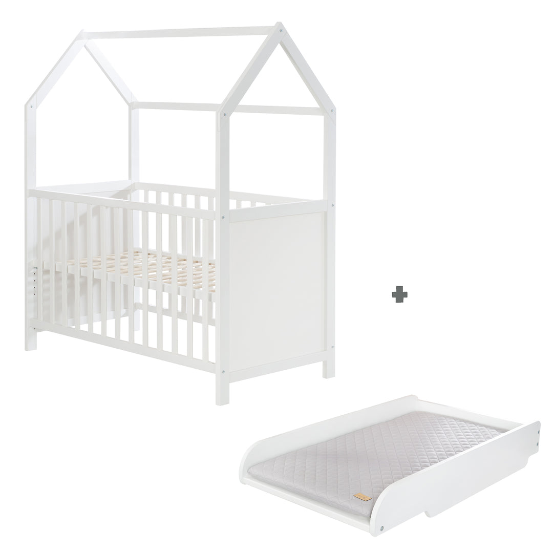 Letto a casetta 60 x 120 cm, certificato FSC, bianco, 6posizioni regolabile, come lettino da co-sleeping adatto – Infografica (11/17)