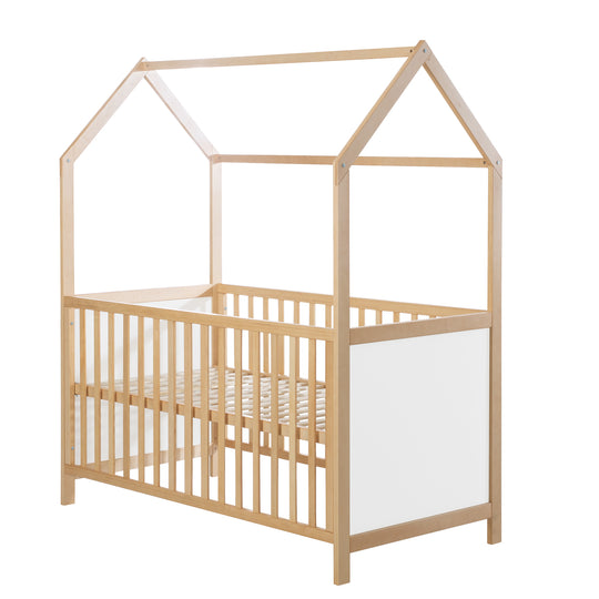 Hausbett 70 x 140 cm, FSC zertifiziert, Kombi-Kinderbett, bicolor, 3-fach verstellbar, umbaubar – Freisteller (1/11)