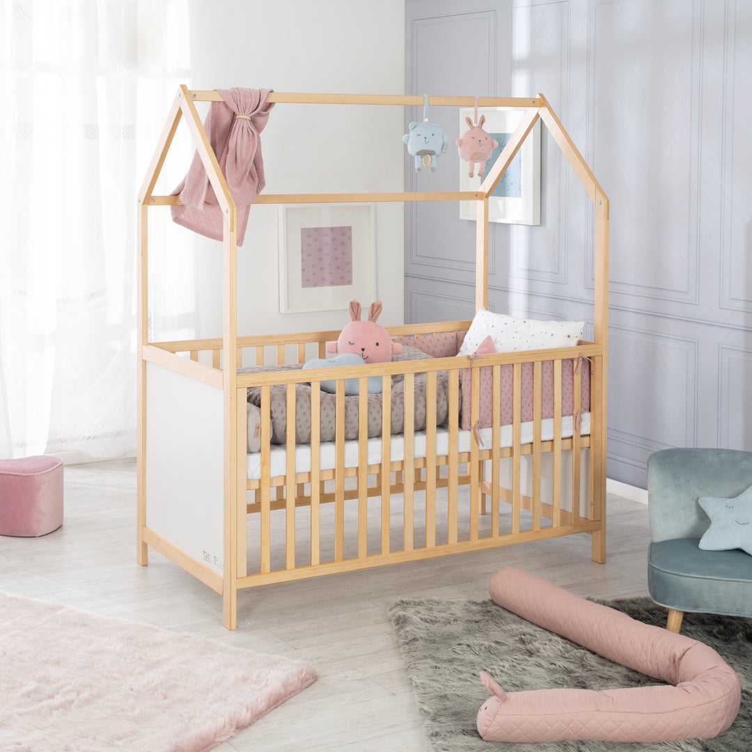 Hausbett 70 x 140 cm, FSC zertifiziert, Kombi-Kinderbett, bicolor, 3-fach verstellbar, umbaubar – Milieubild (11/11)