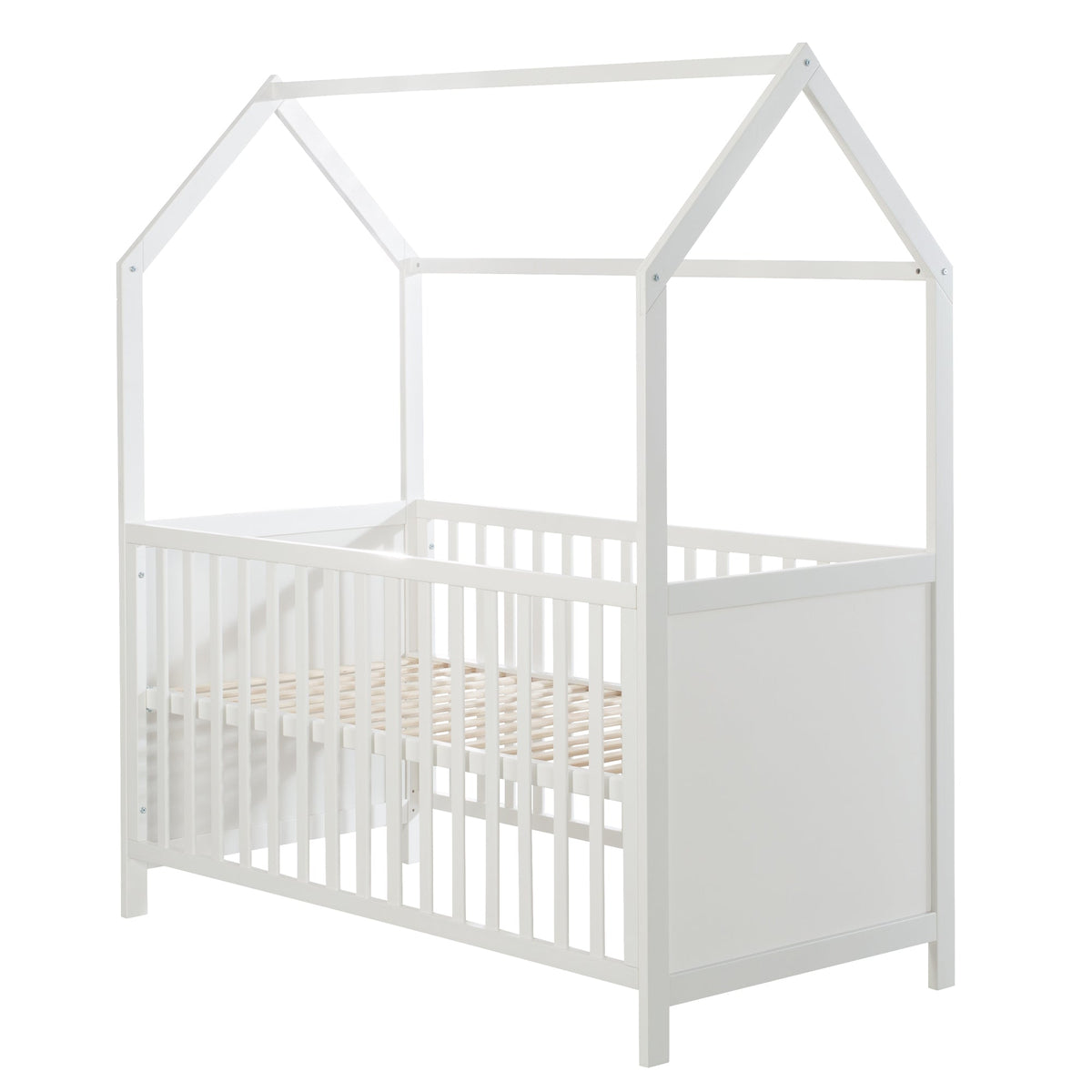 Letto a casetta 70 x 140 cm, certificato FSC, lettino combinato, bianco, 3posizioni regolabile, trasformabile – Ritaglio (1/11)