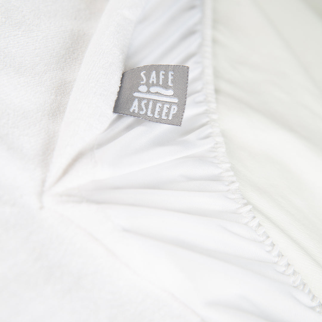 Protector de colchón 'safe asleep®' con protección contra la humedad, de blanco tejido de rizo – Foto de detalle (4/5)