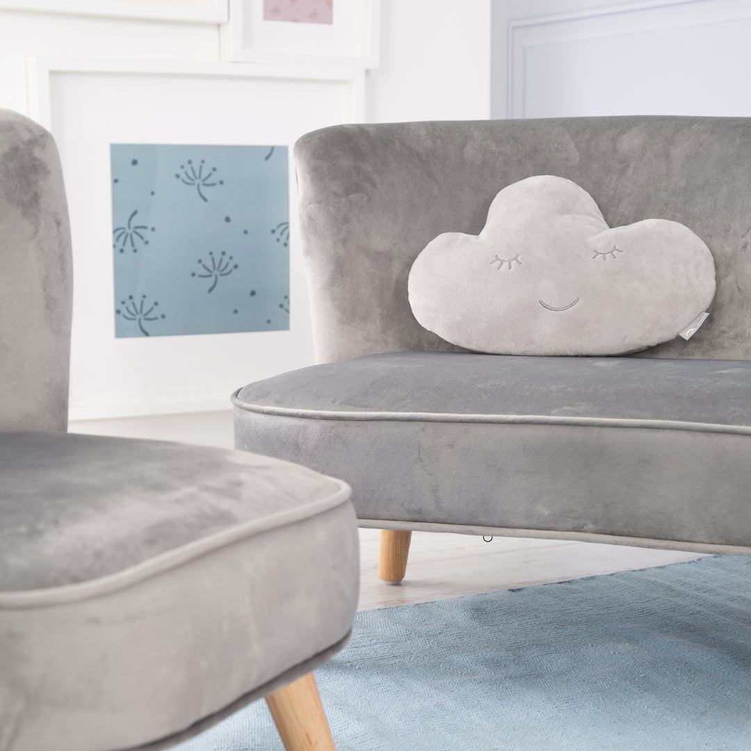 Kuschelkissen Wolke 'roba Style', Silbergrau, flauschiges Dekokissen für Baby- & Kinderzimmer – Milieubild (6/7)
