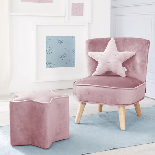 Kuschelkissen Stern 'roba Style', Rosa/Mauve, flauschiges Dekokissen für Baby- & Kinderzimmer – Milieubild (6/7)