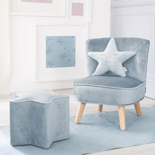 Kuschelkissen Stern 'roba Style', Hellblau/Sky, flauschiges Dekokissen für Baby- & Kinderzimmer – Milieubild (6/8)