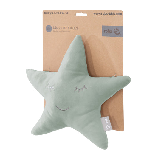 Kuschelkissen Stern 'roba Style' frosty green, flauschiges Dekokissen für Baby- & Kinderzimmer – Produktbild (4/7)