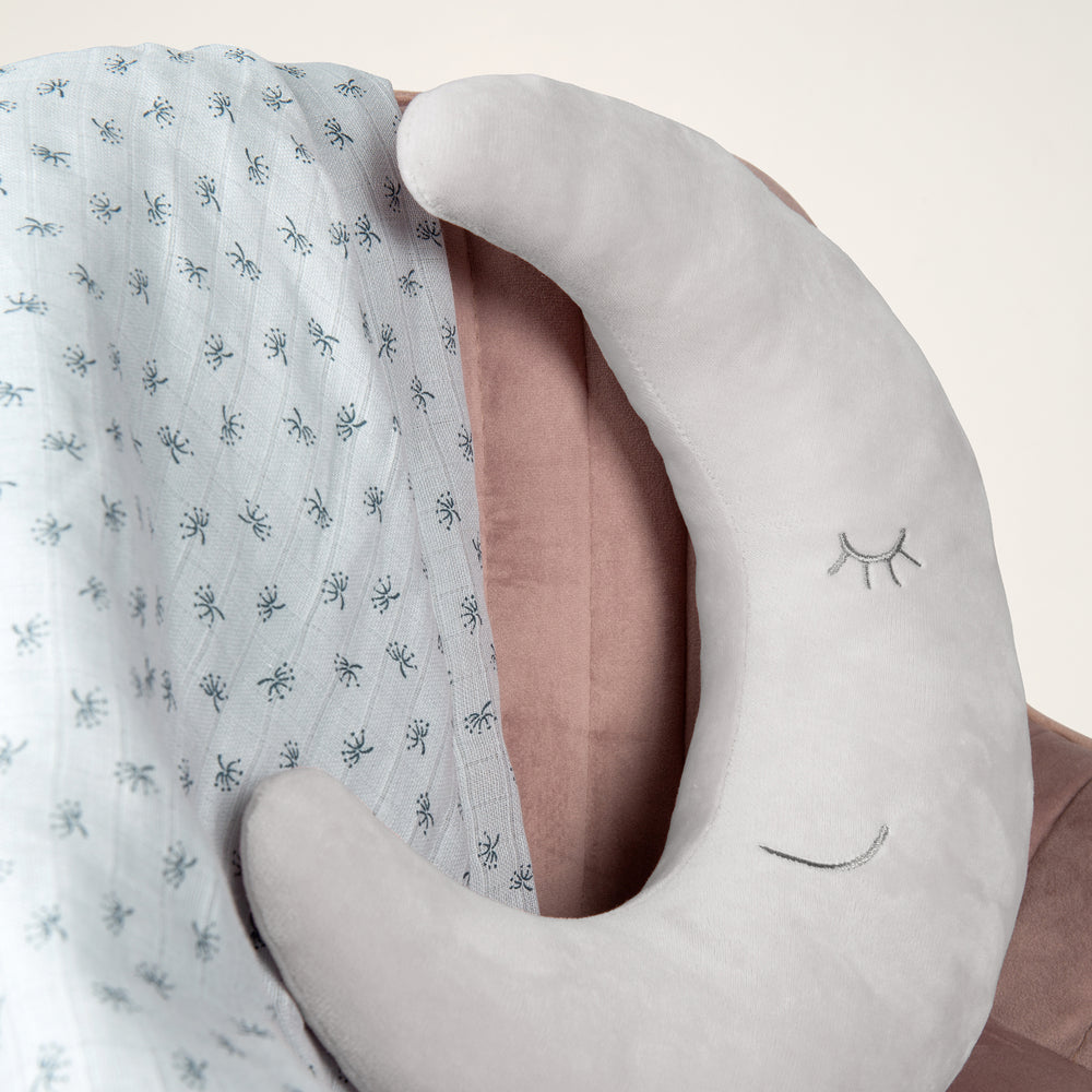 Neck Cushion in Moon Shape 'roba Style' - Fluffy Decorative Cushion - Silver Grey – Lifestyle Image (2/6)