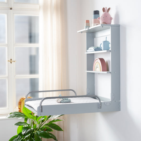 Wall-Mounted Changing Shelf Taupe incl. Changing Pad 'roba Style' – Lifestyle Image (5/11)