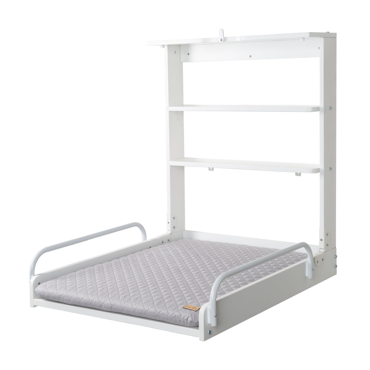 Wall-Mounted Changing Shelf White + Changing Pad 'roba Style grey' - Foldable & Space-Saving – Cutout (1/11)