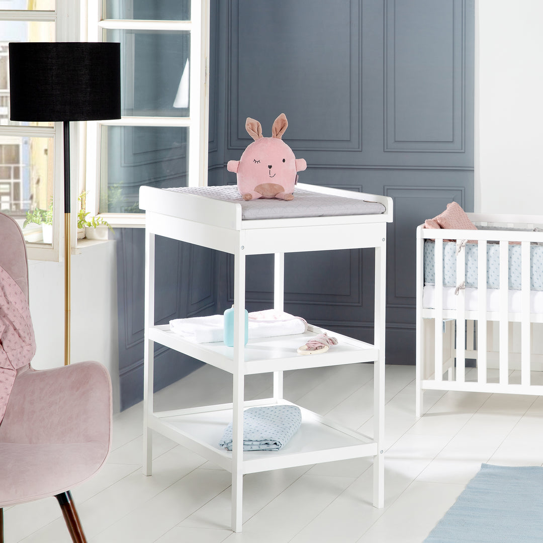 Children's Room Set 'roba Style' incl. Changing Table & Bedside Crib, with Slatted Frame, 60 x 120 cm, White – Lifestyle Image (14/20)