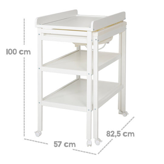 Bade-Wickel-Kombi 'Baby Pool' weiß inkl. Wickelauflage 'roba Style', ausziehbare Wanne – Infografik (5/23)