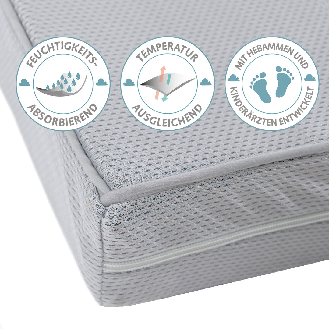 Stubenbettmatratze 'safe asleep®', AIR BALANCE PREMIUMMESH, 45 x 90 x 5,5 cm, optimales Schlafklima – Freisteller (2/10)