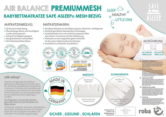 Babybettmatratze 'safe asleep®', AIR BALANCE PREMIUMMESH, 60 x 120 x 9 cm, optimales Schlafklima – Produktbild (13/14)