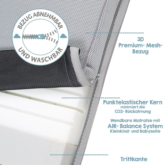 Babybettmatratze 'safe asleep®', AIR BALANCE PREMIUMMESH, 60 x 120 x 9 cm, optimales Schlafklima – Freisteller (6/14)