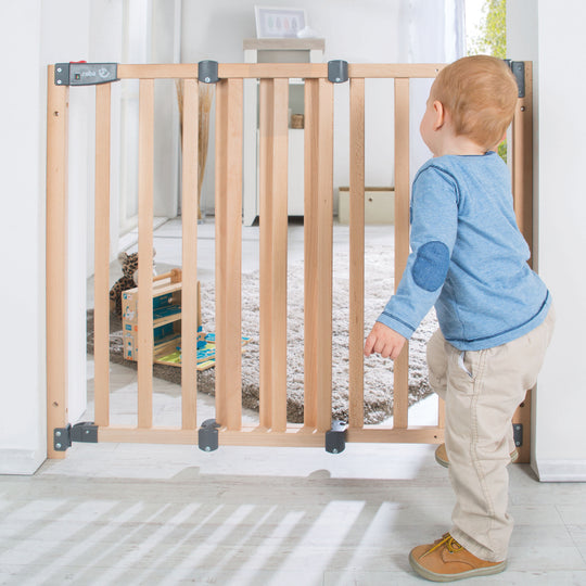 Türschutzgitter 'Safety Up', Schutzgitter mit Ampelfunktion, Buche massiv, 70 - 118,5 cm – Produktbild (3/7)