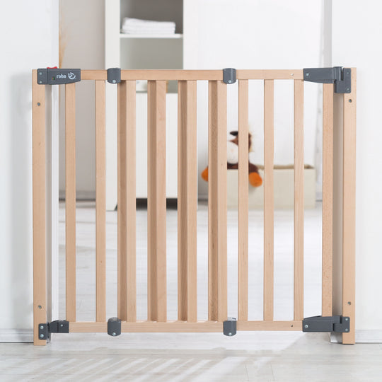 Türschutzgitter 'Safety Up', Schutzgitter mit Ampelfunktion, Buche massiv, 70 - 118,5 cm – Produktbild (2/7)