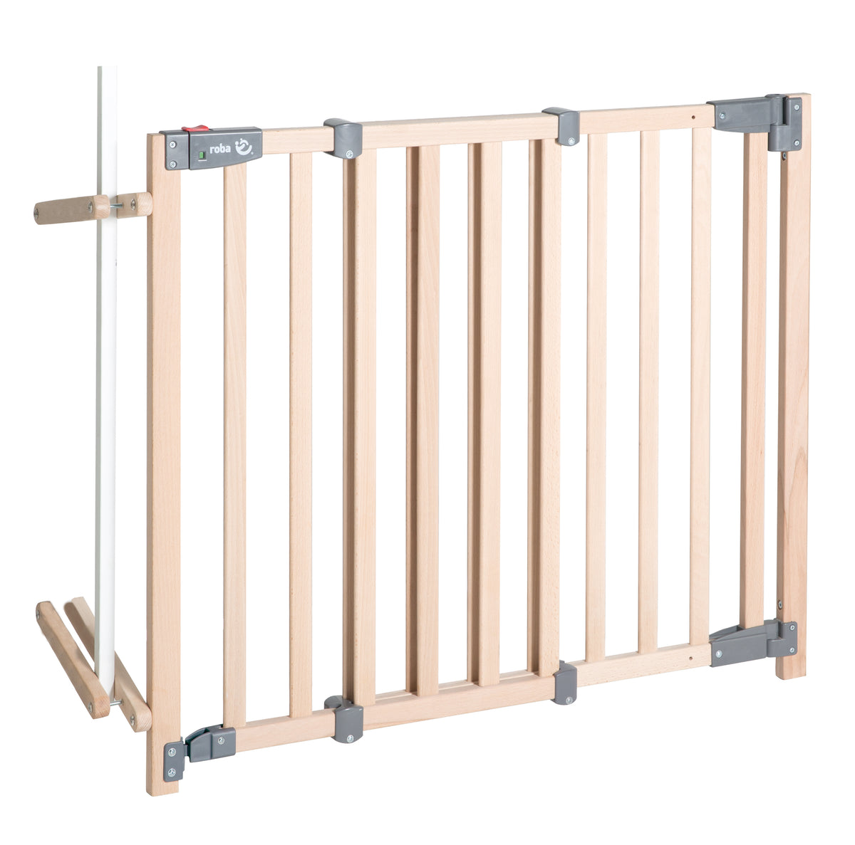 Treppenschutzgitter 'Safety Up', Schutzgitter mit Ampelfunktion, Buche massiv, 93,5 - 120,5 cm – Produktbild (1/5)