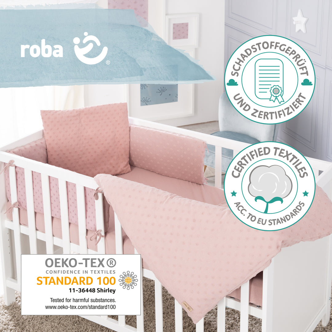 Organic Gift Set 'Lil Planet' Pink/Mauve, Organic Bedding, Bed Sheet & Cot Bumper – Product Image (3/4)