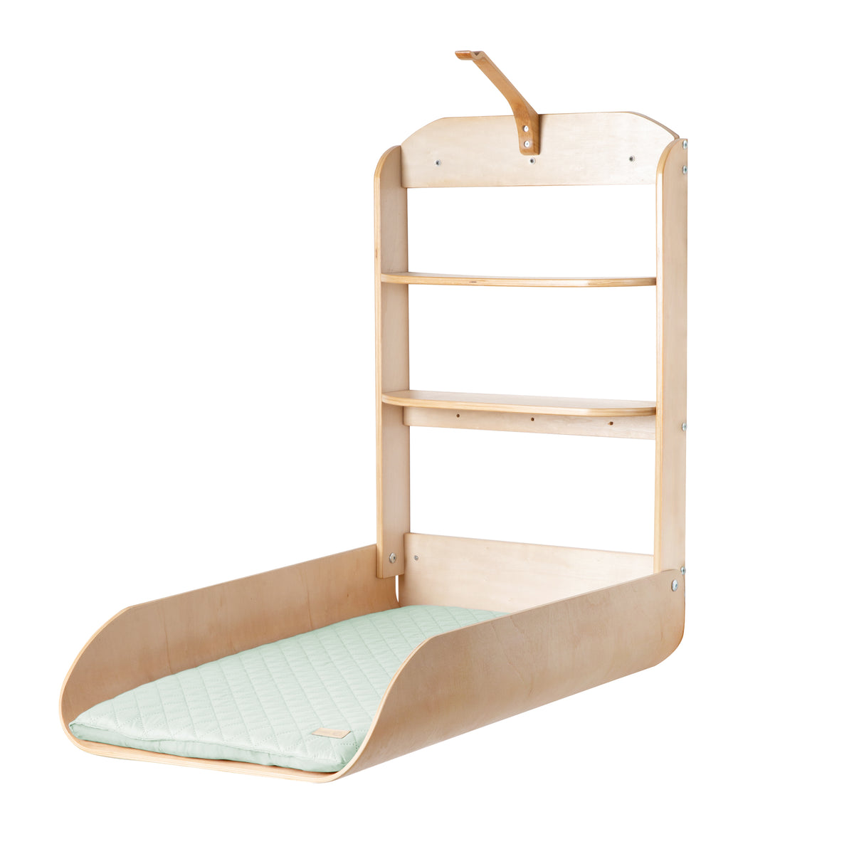 Wall-Mounted Changing Shelf Made of Moulded Wood + Changing Pad 'roba Style frosty green' – Cutout (1/7)