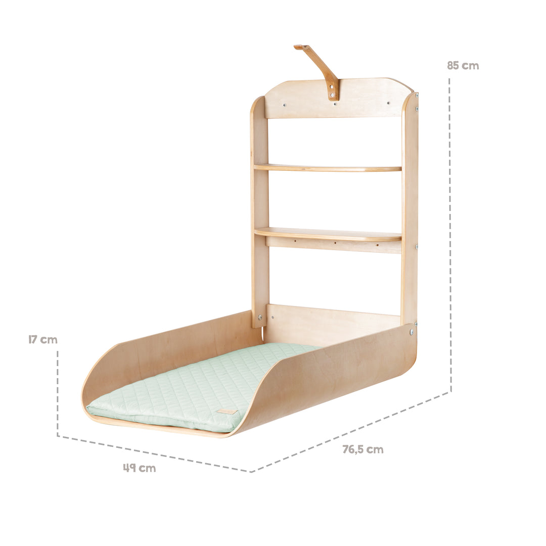 Wandwickelregal aus Formholz + Wickelauflage 'roba Style frosty green' – Infografik (5/7)
