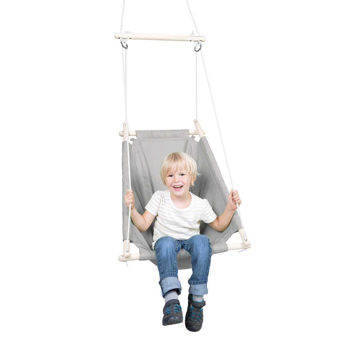 Hängesitz 'taupe', verstellbar von Schaukelliege zu Schaukelsitz, ab Geburt bis ca. 6 Jahre/30kg – Freisteller (1/6)