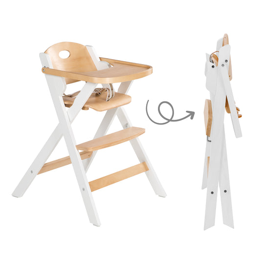 Klapphochstuhl 'Fold Up Smart' - platzsparend & klappbar, Baby- & Kinderhochstuhl, Holz natur/weiß – Infografik (3/6)