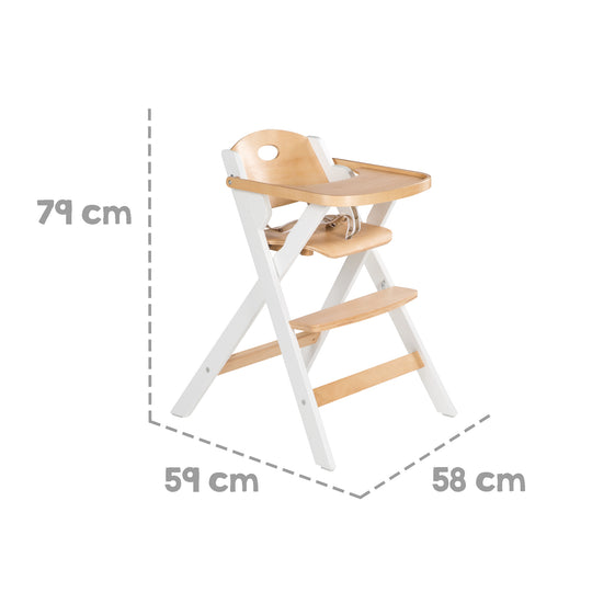 Klapphochstuhl 'Fold Up Smart' - platzsparend & klappbar, Baby- & Kinderhochstuhl, Holz natur/weiß – Infografik (5/6)