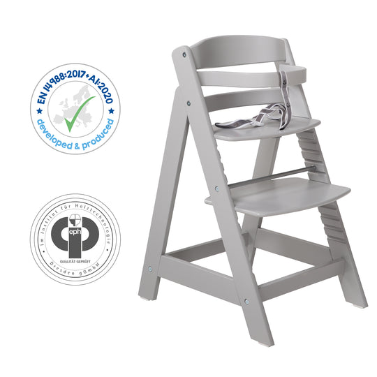 Treppenhochstuhl 'Sit Up III' - Mitwachsend vom Babyhochstuhl bis zum Jugendstuhl - Holz taupe lackiert – Infografik (8/10)