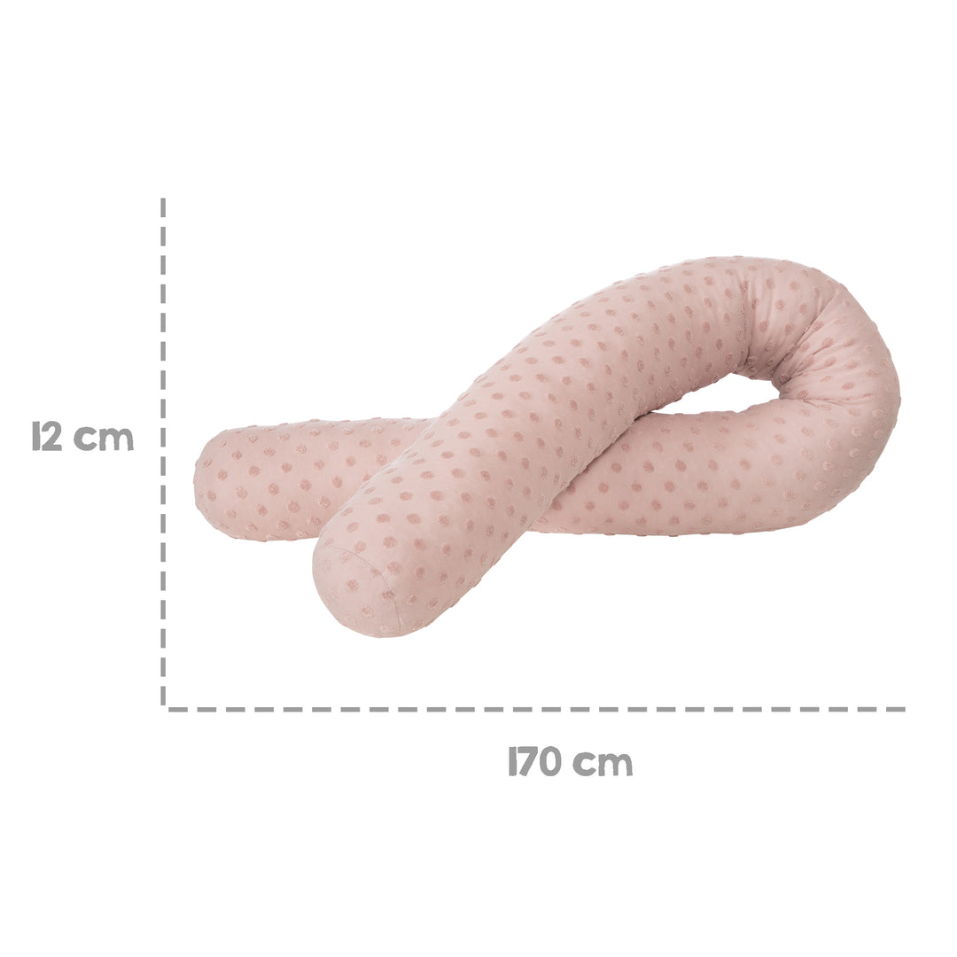 Organic Bettschlange 'Lil Planet' - Bio-Baumwolle - 170 cm lang, Ø 12 cm - Rosa – Infografik (4/6)