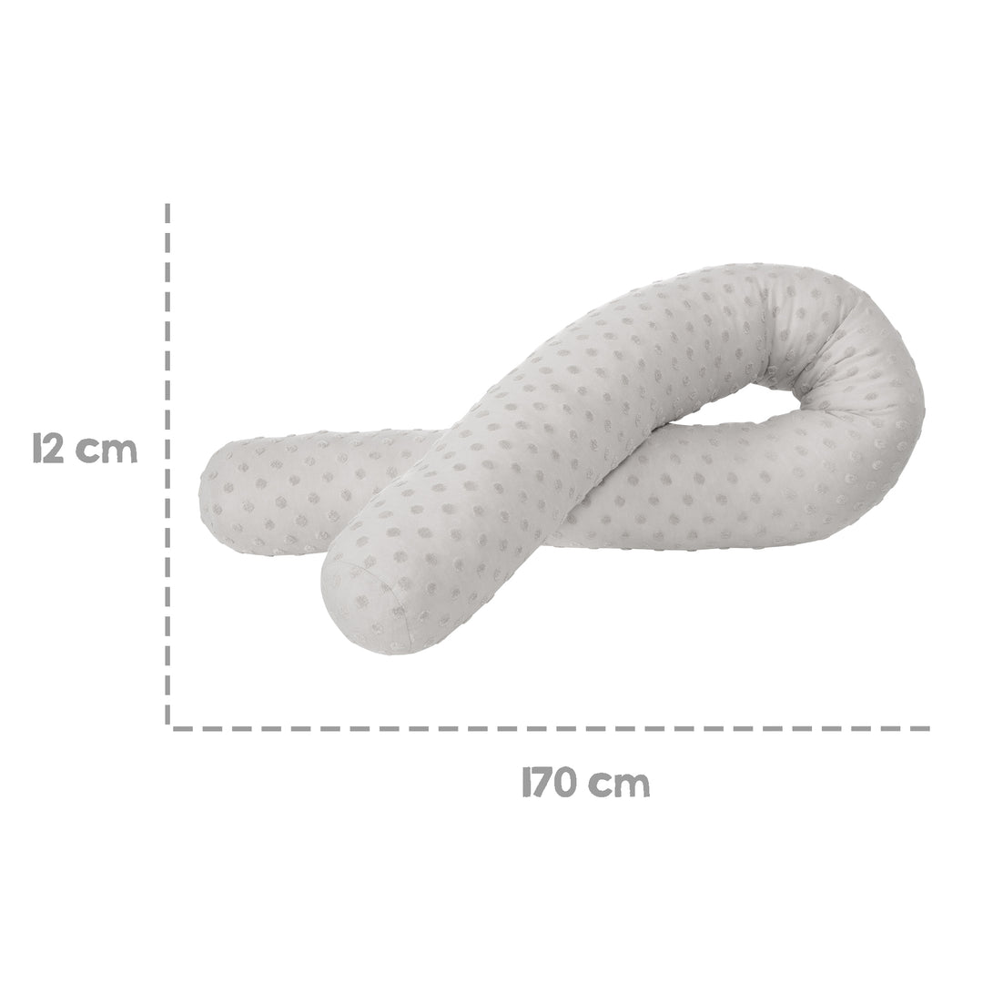 Organic Bettschlange 'Lil Planet' - Bio-Baumwolle - 170 cm lang, Ø 12 cm - Silbergrau – Infografik (4/6)