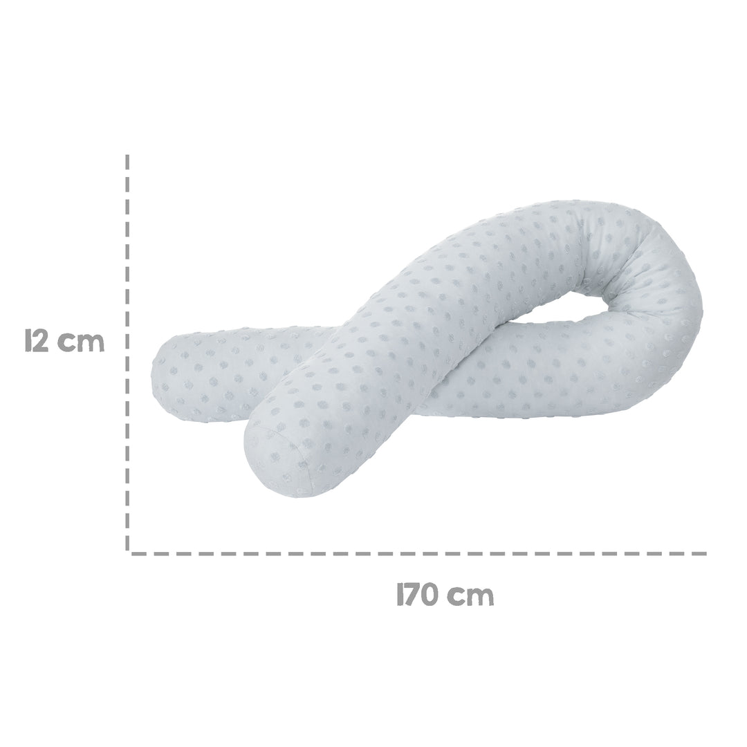 Organic Bettschlange 'Lil Planet' - Bio-Baumwolle - 170 cm lang, Ø 12 cm - Hellblau – Infografik (4/6)
