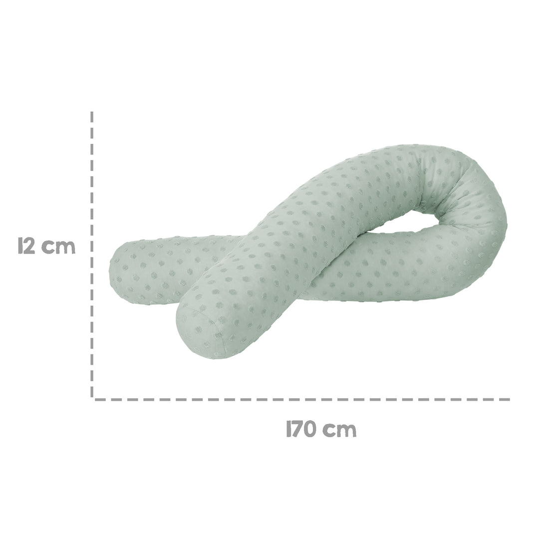 Organic Bettschlange 'Lil Planet' - Bio-Baumwolle - 170 cm lang, Ø 12 cm - Frosty Green – Infografik (4/6)