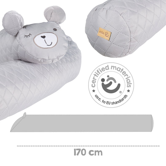 Bettschlange 'roba Style', Baby-Bettumrandung mit Bärengesicht 'Sammy', grau, 170 cm – Infografik (3/5)