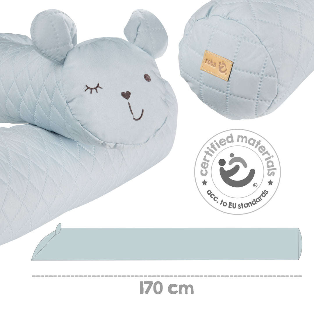 Bettschlange 'roba Style', Baby-Bettumrandung mit Bärengesicht 'Benny', hellblau, 170 cm – Infografik (3/5)