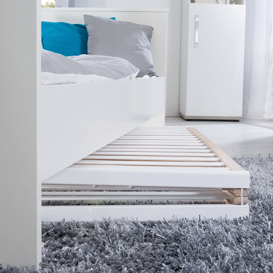 Folding Bed 'Fold Up', 60 x 120 cm, Organic Beech/White, 2-Way Height-Adjustable, incl. Castors – Product Image (2/10)