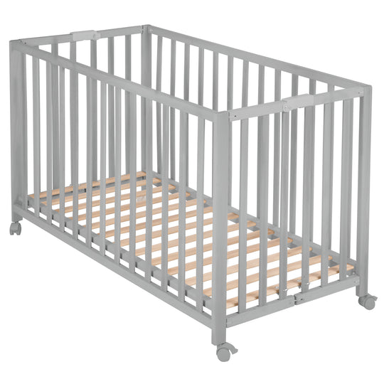 Folding Bed 'Fold Up', 60 x 120 cm, Wood Taupe, 2-Way Height-Adjustable, incl. Castors – Cutout (1/17)