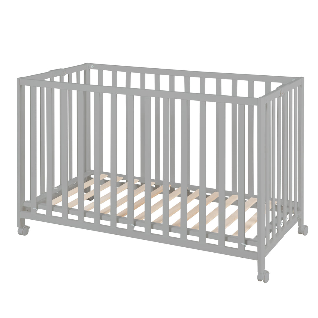 Folding Bed 'Fold Up', 60 x 120 cm, Wood Taupe, 2-Way Height-Adjustable, incl. Castors – Cutout (3/17)