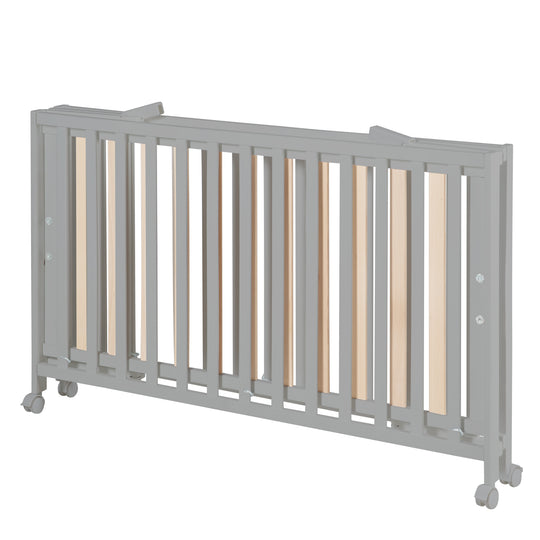 Folding Bed 'Fold Up', 60 x 120 cm, Wood Taupe, 2-Way Height-Adjustable, incl. Castors – Cutout (8/17)
