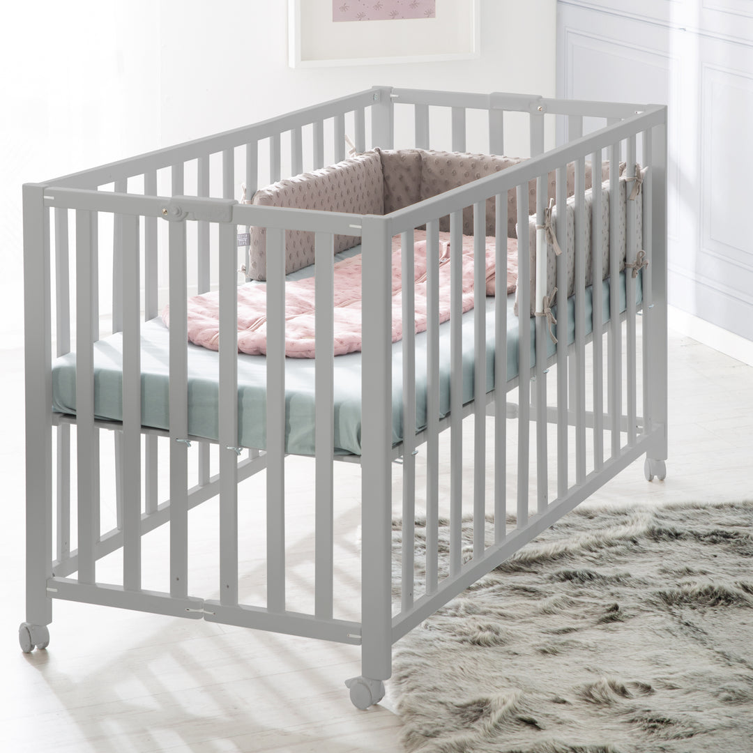 Folding Bed 'Fold Up', 60 x 120 cm, Wood Taupe, 2-Way Height-Adjustable, incl. Castors – Lifestyle Image (5/17)