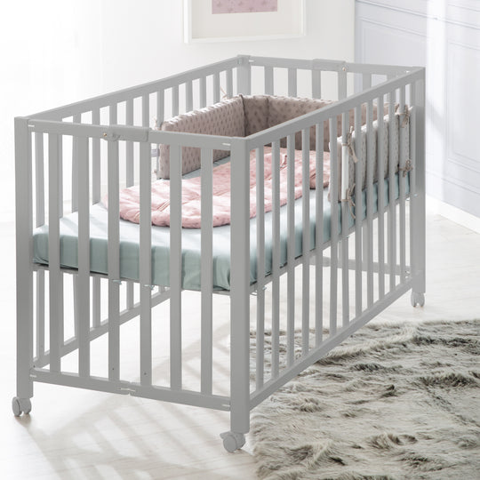 Folding Bed 'Fold Up', 60 x 120 cm, Wood Taupe, 2-Way Height-Adjustable, incl. Castors – Lifestyle Image (5/17)