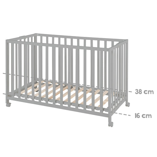 Folding Bed 'Fold Up', 60 x 120 cm, Wood Taupe, 2-Way Height-Adjustable, incl. Castors – Infographic (11/17)