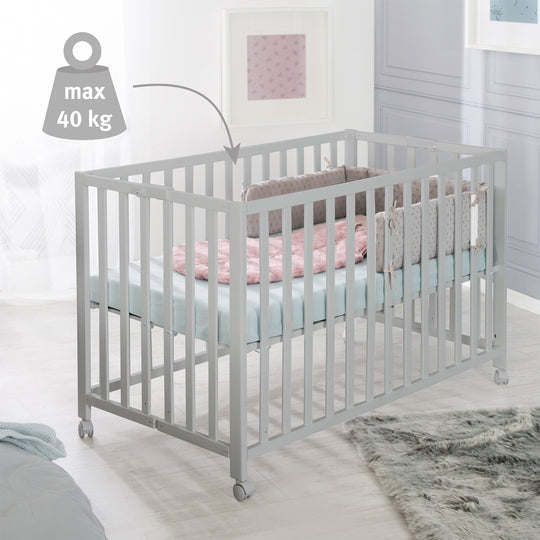 Folding Bed 'Fold Up', 60 x 120 cm, Wood Taupe, 2-Way Height-Adjustable, incl. Castors – Infographic (12/17)