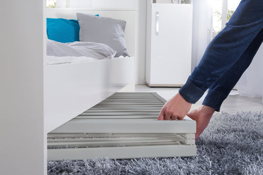 Folding Bed 'Fold Up', 60 x 120 cm, Wood Taupe, 2-Way Height-Adjustable, incl. Castors – Special Image (15/17)