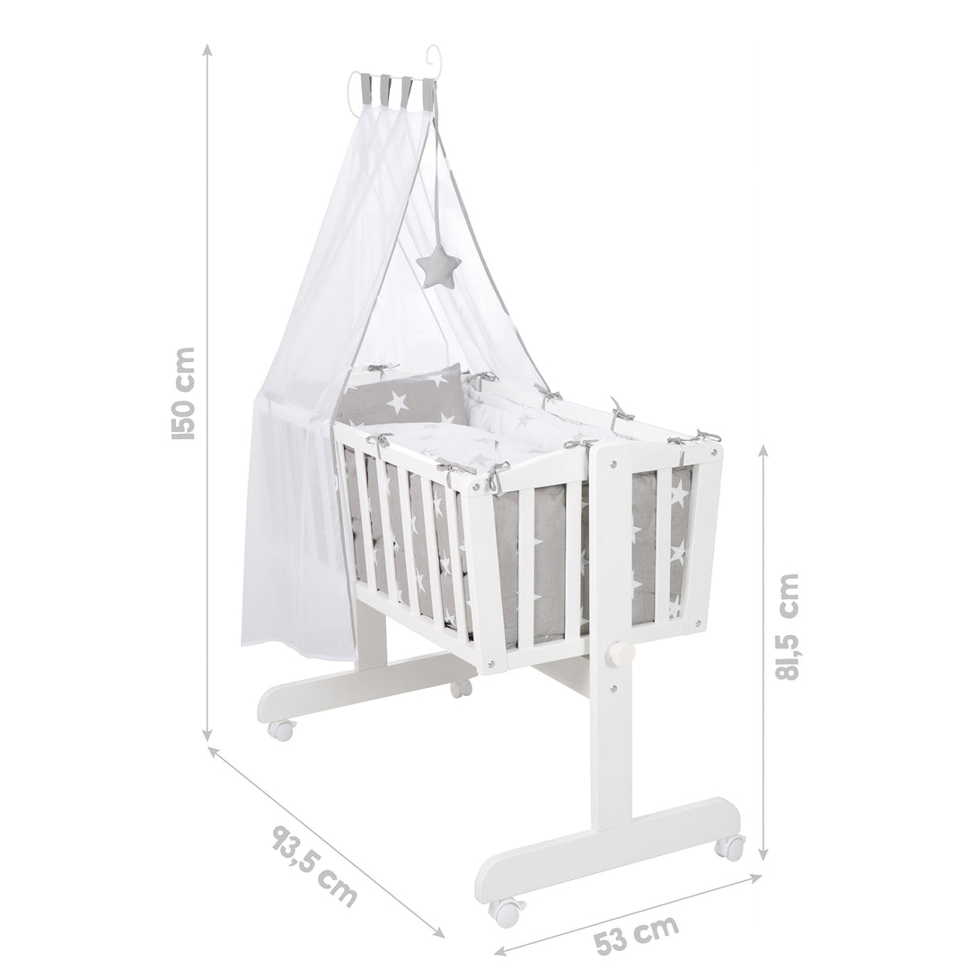 Komplettwiegenset, 'Little Stars', 40 x 90 cm, weiß, Feststellfunktion, inkl. Zubehör – Infografik (9/10)