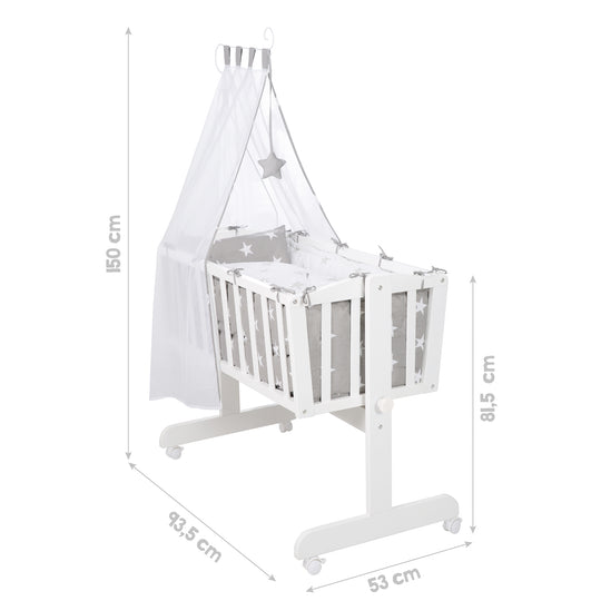 Komplettwiegenset, 'Little Stars', 40 x 90 cm, weiß, Feststellfunktion, inkl. Zubehör – Infografik (9/10)