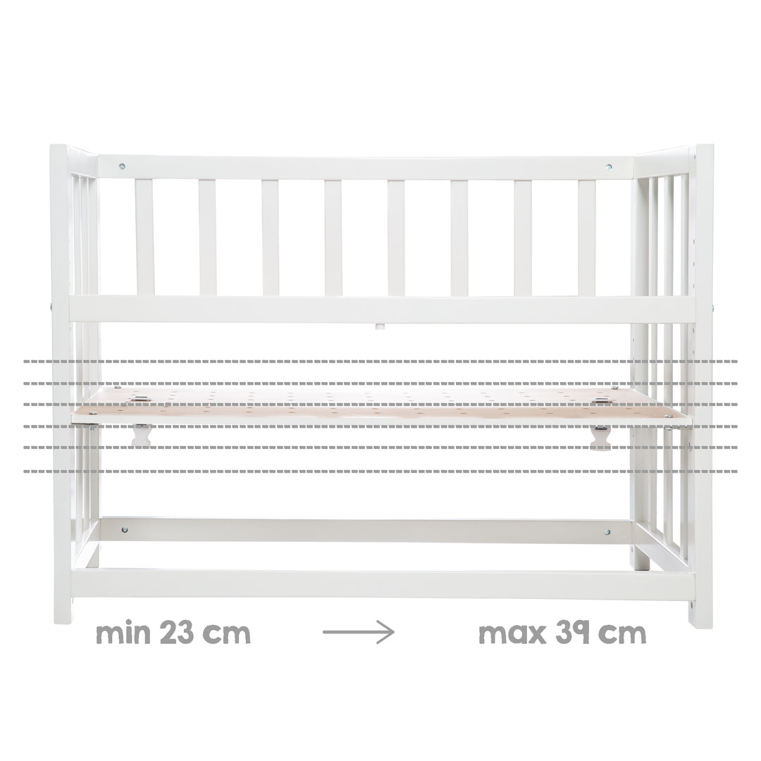 Stuben- & Beistellbett 'Sternenzauber grau' 3 in 1, Babybett grau, inkl. kompletten Bettzubehör – Infografik (4/11)