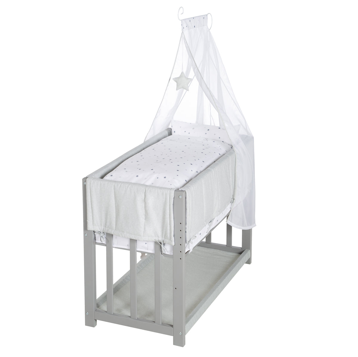 Lit cododo 'Sternenzauber gris' 3 en 1, lit bébé gris, incl. complet accessoires de lit – Détourage (1/11)