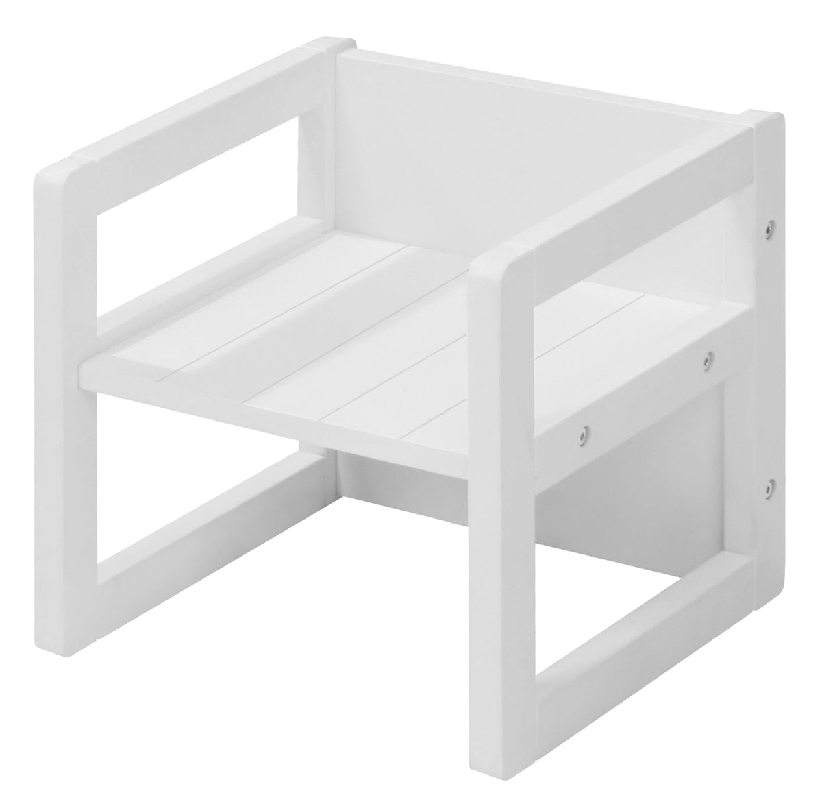 Children's Stool in Country-House Style - Reversible Stool with 3 Seat Heights - Wood White – Cutout (1/12)