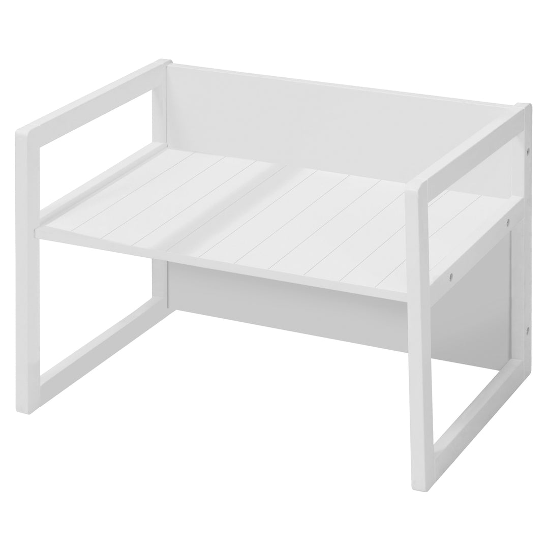 Seating Bench in Country-House Style - 2 Seat Heights or Usable as a Children's Table - White – Cutout (5/16)