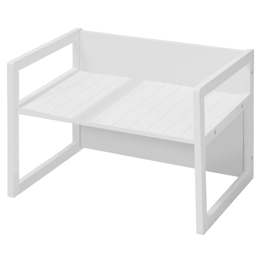 Seating Bench in Country-House Style - 2 Seat Heights or Usable as a Children's Table - White – Cutout (5/16)